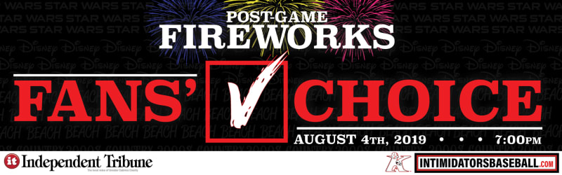 Kannapolis Intimidators Post-Game Fireworks Fans' Choice Survey