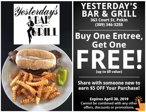 BOGO entrees at Yesterday's! Wow!