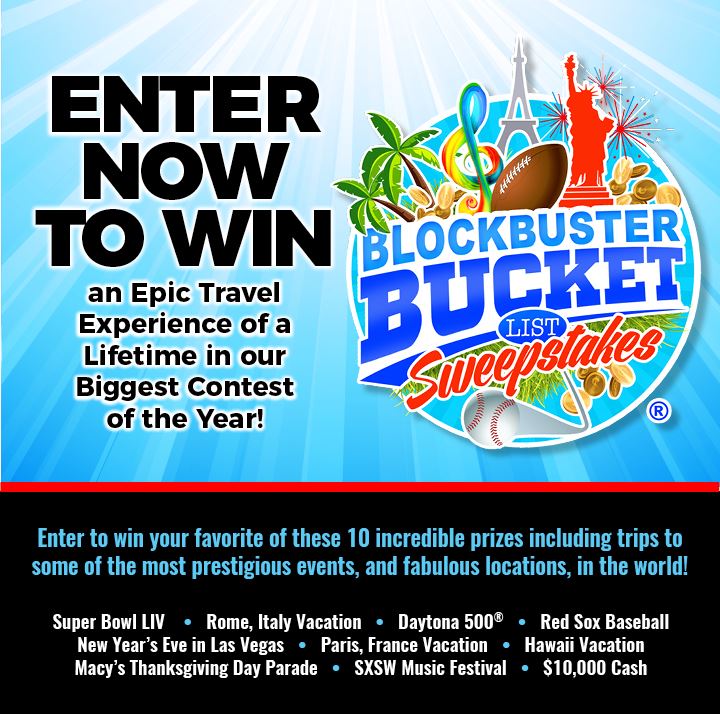 2019 Blockbuster Bucket List Contests And Promotions Log Cabin