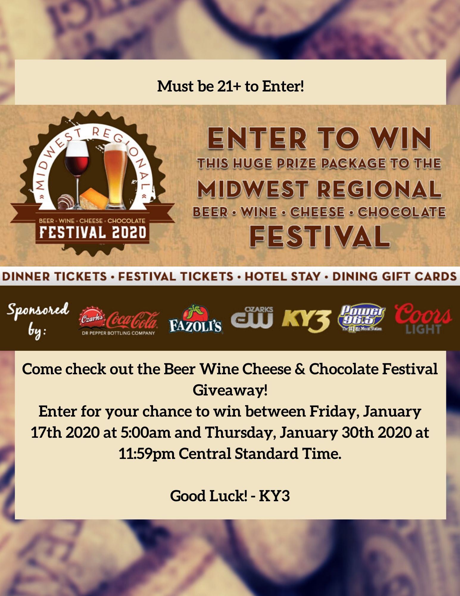 Beer Wine Cheese Chocolate Festival Giveaway