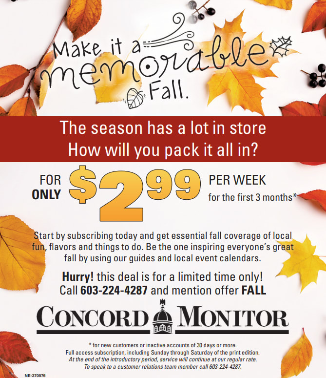 Subscribe to the Concord Monitor for $2.99 per week for first 3 months