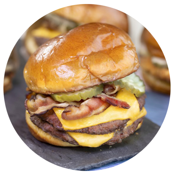 burger with bacon and two patties