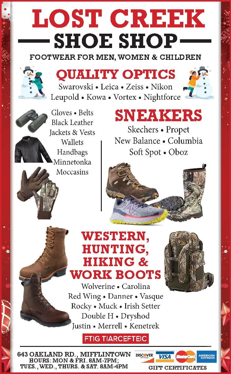 find the jumbled word or phrase in the lost creek shoe shop ad above