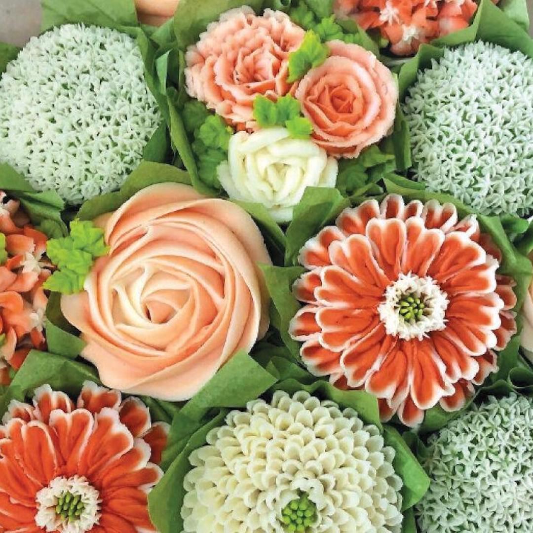 Cupcakes decorated as a bouquet of flowers from Firefox Bakery