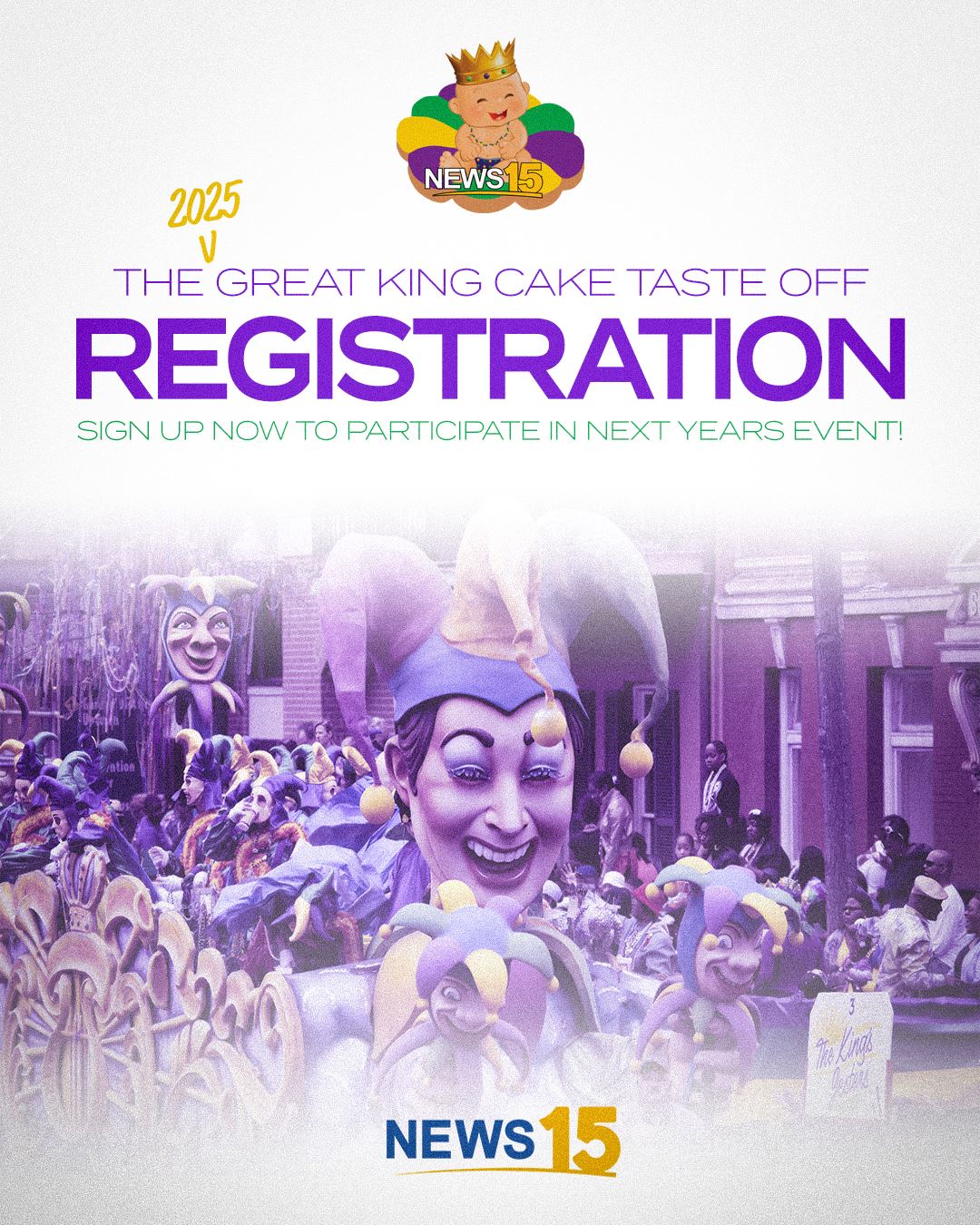 Great King Cake Taste Off Sign up - Mardi Gras 2025