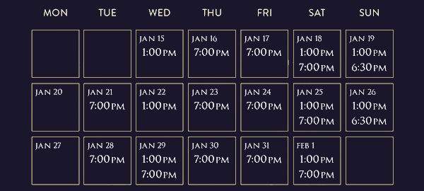 Show schedule for the remaining 3 weeks