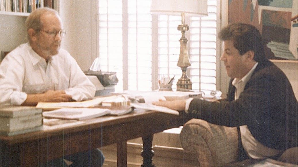  Elmore Leonard (left) is shown with Gregg Sutter (right), who became the author's researcher and friend.