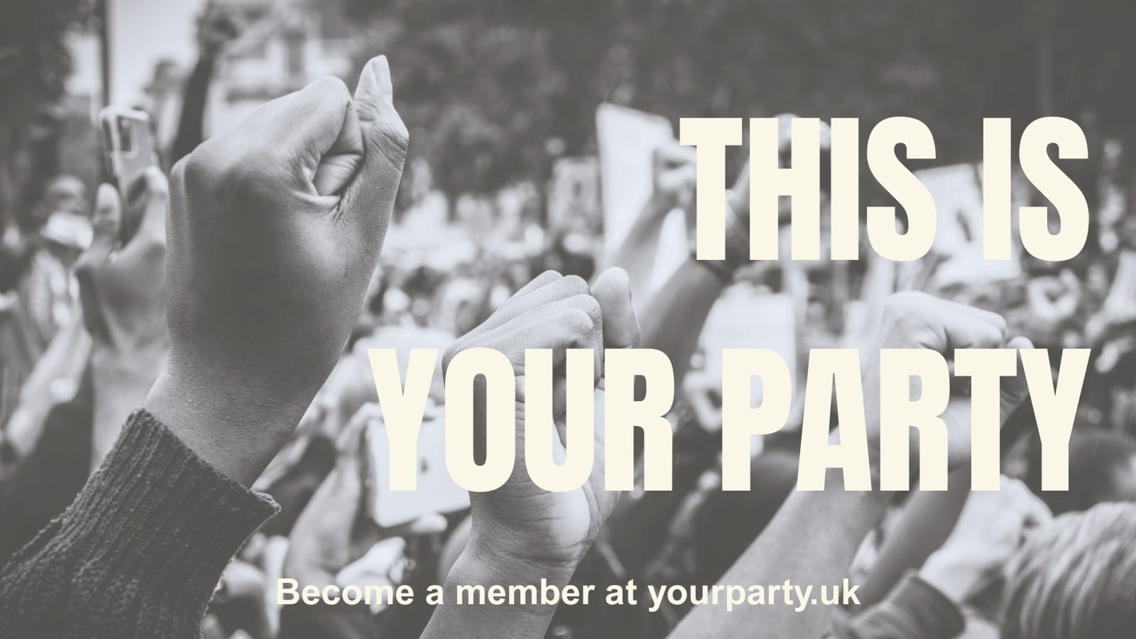 Picture of raised fists with the words This Is Your Party